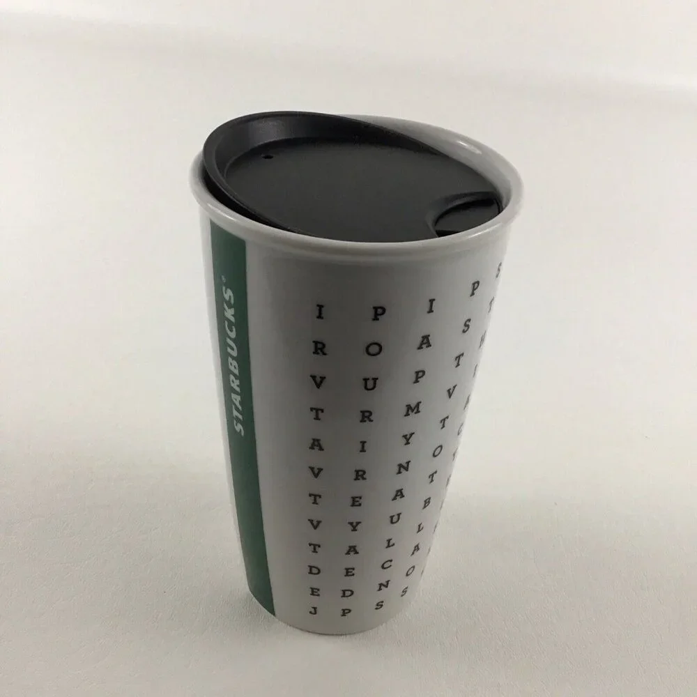 Starbucks Coffee Cup 2016 Ceramic Tumbler Mug 12 fl oz Word Search Puzzle Double - Picture 7 of 7